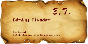 Bárány Tivadar névjegykártya