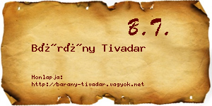 Bárány Tivadar névjegykártya